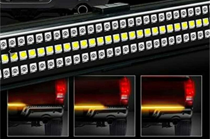 Race Sport 48in TRIPLE ROW 5 function 3 Color IP68 with Sequential Amber Turn Signals LED Truck Tailgate Light Bar RS120048