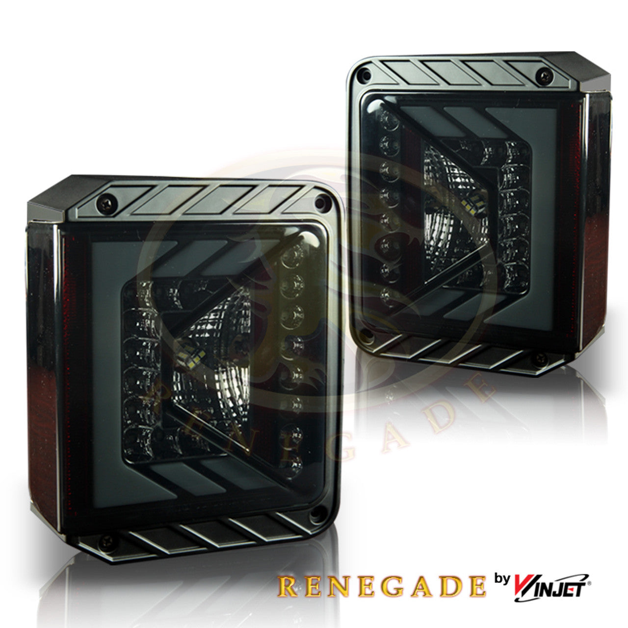 Renegade 2007-2018 Jeep Wrangler JK LED Tail Lights Black Smoke CTRNG0490-BS