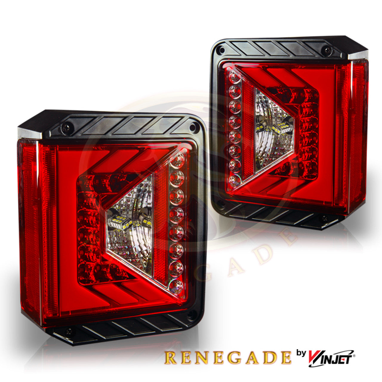 Renegade 2007-2018 Jeep Wrangler JK LED Tail Lights Chrome Red CTRNG0490-CR