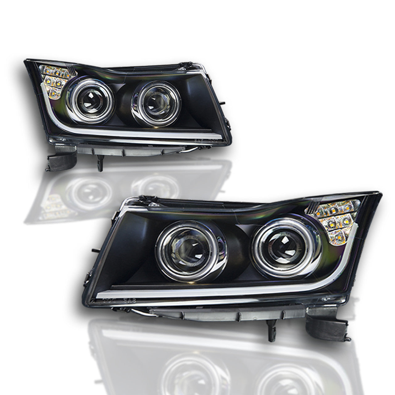 Winjet 2011-2016 Chevrolet Cruze Projector Head Lights Black Clear CHWJ-0324-B