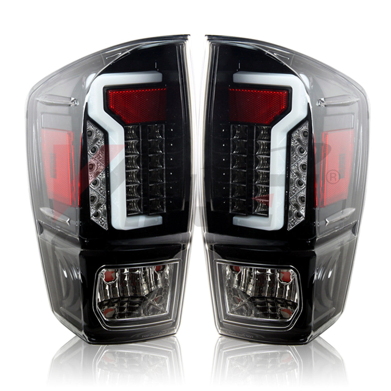 Winjet 2016-2023 Toyota Tacoma LED Tail Light Glossy Black Clear CTWJ-0466-GBC